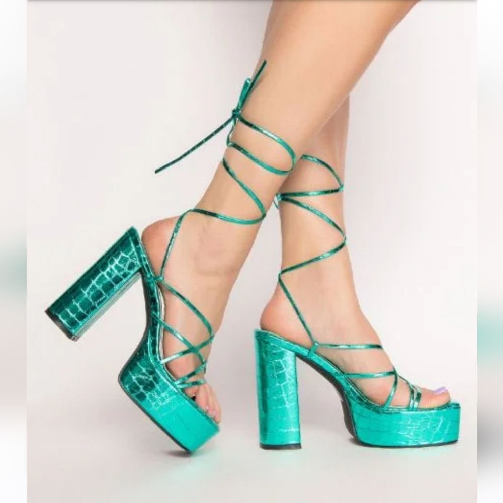 Green Metallic Heels